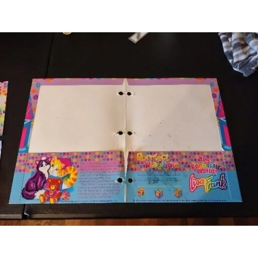 Vintage Lisa Frank Purrfect Playtime Kittens 2 Pocket Folder Scentsation Sticker